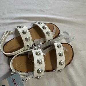 Cat & Jack Cream Sandals with Pearl Details